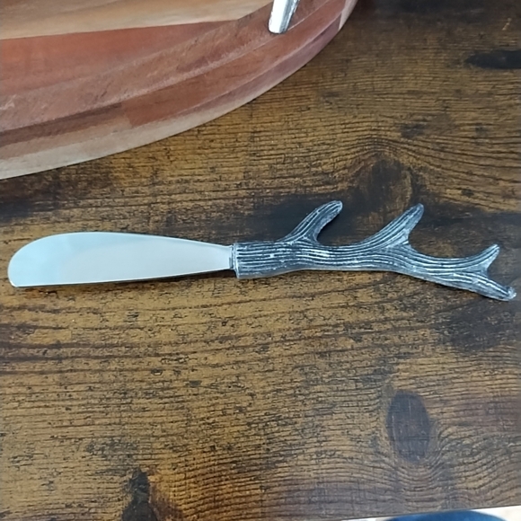 Pewter Stag Deer Wooden Serving Cheese Charcuterie Tray/Platter + Knife- India - Picture 7 of 13